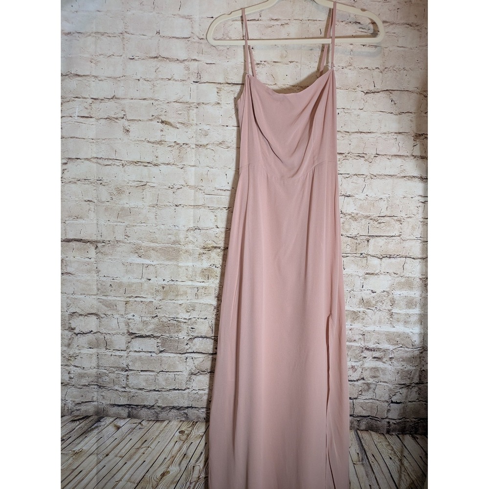 Reformation Ingrid Dress 2 Blush Pink Cowl Neck Side Slit Empire Waist Maxi Gown
